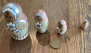 Set of 4 Colourful Hand Painted Vintage Wooden Russian Dolls Small Matryoshka - Picture 1 of 6