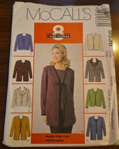 McCall's 9536 8 options Misses Cardigan, Top sizes 16 - 18 petite-able Uncut - Picture 1 of 5