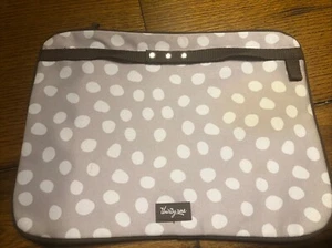 Thirty One Pouch cosmetic bag Gray White brown trim Zipper - Picture 1 of 7