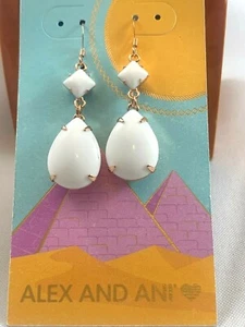 Alex & Ani White Double Drop Earrings Enlightenment Awaits - Picture 1 of 2