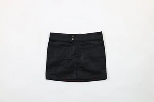 NOS Vintage Y2K Von Dutch Womens XS Spell Out Stretch Denim Mini Skirt Black USA - Picture 1 of 7