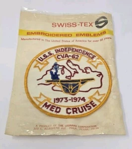 USS Independence CVA 62 Med Cruise 1973-74 Patch Swiss Tex Made In The USA 5 In - Picture 1 of 4