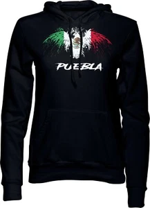 Puebla México Bandera Águila Negro Pullover Sudadera con Capucha Sudadera Sudadera - Imagen 1 de 2