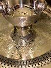 Antique Silver Chip & Dip Tray Bowl Set Etched Floral Cut Out Around Lipped Edge