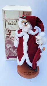 Robert Raikes Bears 1990 klassischer Weihnachtsmannbär mit Holzständer & COA-Box - Bild 1 von 15