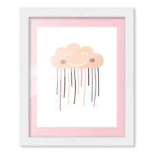 8x10 Framed Nursery Wall Art Boho Galaxy Cloud Poster in Pink with Soft Pink Mat