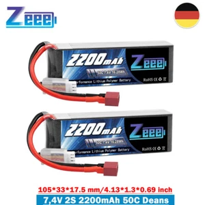 2X Zeee 7,4V 2S Lipo Akku Batterie T 50C 2200mAh für RC Auto Truck RC Flugzeug - Bild 1 von 7