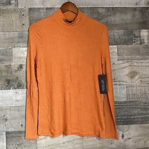 NWT Rachel Zoe Size L Brown Ribbed Mock Neck Long Sleeve Stretchy Career NWT - Picture 1 of 5