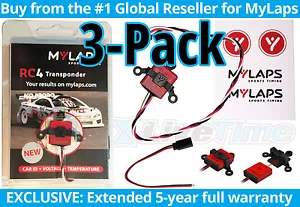 MyLaps Transponder 3-Pack of RC4 (3-wire) for R/C Cars (AMBrc, AMB rc) - NEW - Picture 1 of 2