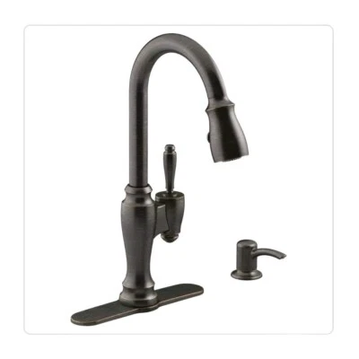 Grifo de cocina extraíble Kohler con dispensador de jabón/loción bronce frotado con aceite Foto 1 de 4