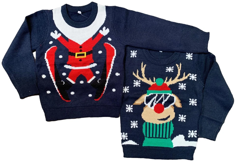 LABEL CUTTERS BOYS CHRISTMAS JUMPER KIDS XMAS FESTIVE JUMPERS SANTA REINDEER 3-14 YEARS NEW