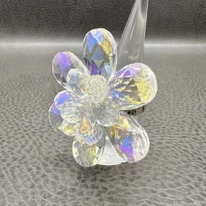 Statement Cocktail Ring Blume verstellbar Band irisierend groß Schmuck Größe 8 - Bild 1 von 10