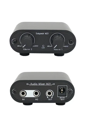 SOLUPEAK 2 Channel 3.5mm Stereo Mini headphone Audio Mixer powered mixer -M21 - Image 1 of 4