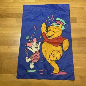 Disney Winnie the Pooh & Piglet Embroidered Birthday Garden Large Flag 42 x 28 - Picture 1 of 10