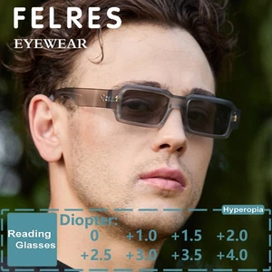 Square Frame Tinted Reading Glasses Men Women Outdoor Shade Presbyopic Glasses - Picture 1 of 14