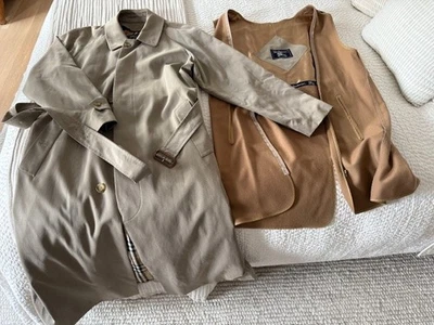 VTG Burberry Cotton Trench Coat Men’s 40 Long  Full Length + Wool Liner +belt - Image 1 of 4