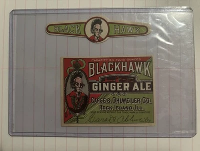 ¡Juego de 8! Etiquetas para botellas Black Hawk Ginger Ale 1920, originales coleccionables Foto 1 de 2