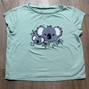 American Girl T-Shirt Kinder Medium (10/12) Koalabären grün mit Applikation - Bild 1 von 6
