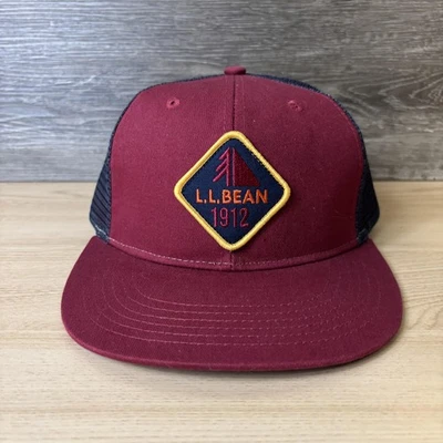 L.L.Bean шляпа крышка Snap назад бордовая сетка водитель грузовика вышитая нашивка мужской 1912 - Изображение 1 из 4