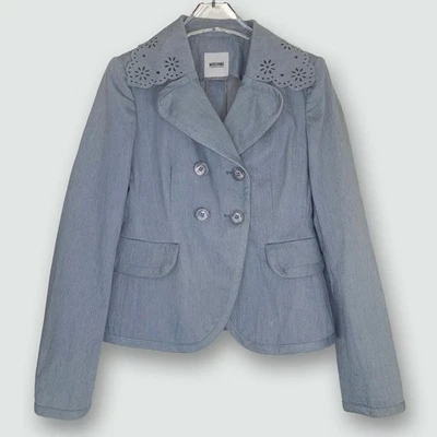 Moschino Barato y Chic | Chaqueta Denim Cuello Encaje Doble Pecho | Talla IT40 ~ S Foto 1 de 4