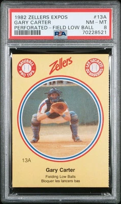 1982 Zellers Expos Gary Carter 13A HOF Perforated PSA 8 NM-MINT Low Pop 1 - Image 1 of 4