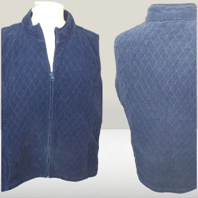Basic Editions Quilted Vest corduroy Full Zip 2XL XXL blue - Image 1 of 4