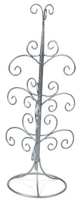  "Soporte de árbol de exhibición de adornos de 4 niveles de alambre de metal de 22"" y decoración navideña plateada" Foto 1 de 4