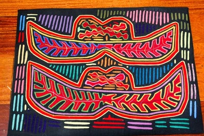 PANEL DE ARTE MODERNO TELA LATINA KUNA MOLA CALIDAD MUSEO VINTAGE Foto 1 de 4