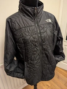 The North Face L Jacket Coat Zip up Black floral padded Insulated see descriptio - Picture 1 of 15