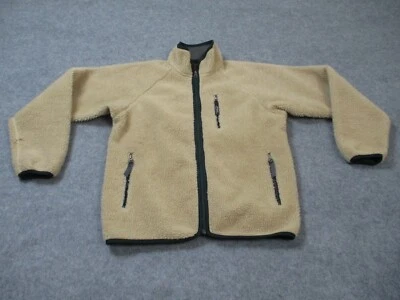 VTG Patagonia Jacket Mens Medium Beige Green Oatmeal Deep Pile Sherpa Fleece 90s - Image 1 of 4