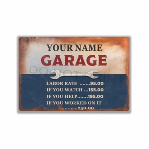 LETRERO DE METAL de garaje personalizado vintage rústico azul y blanco LETRERO DE METAL o CALCOMANÍA - Imagen 1 de 12