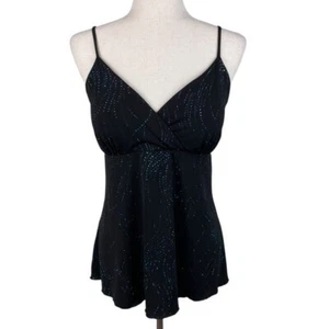 Vintage Y2K Studio 1940 Babydoll Tank Camisole Size XL Black Sparkly Whimsigoth - Picture 1 of 9