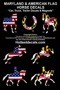 MARYLAND HORSE DECAL Car Sticker MAGNET JUMPING TROTTING DRESSAGE American - Picture 1 of 19