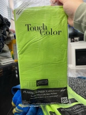 Touch Of Color Plastic-Lined Fresh Lime Table Cover 54x108" 3-Ply New! - Image 1 of 2