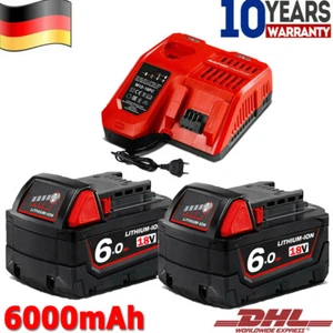 Batería/Cargador M18 para Milwaukee 18V XC 6,0Ah Li-Ion M18B6 48-11-1860 48-11-1852 - Imagen 1 de 17