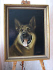 Vintage Deutschen Schäferhund Hund Portrait Ölgemälde Sign.A.Dromas