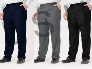 BOYS/KIDS SCHOOL TROUSERS STURDY FIT PLUS SIZE HALF ELASTICATED SHORT LEG SM/6XL - Picture 1 of 5