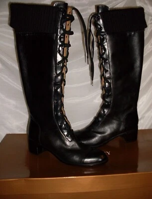 Bota hasta la rodilla Ellen Tracy Element Fashion de cuero negro talla 7,5 M para mujer Foto 1 de 3