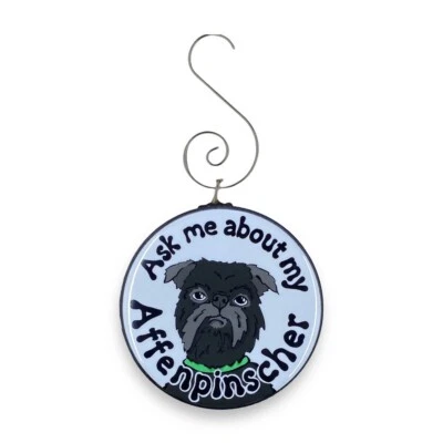Mini adorno negro Affenpinscher perro decoración navideña hecho a mano retrato regalo Foto 1 de 4