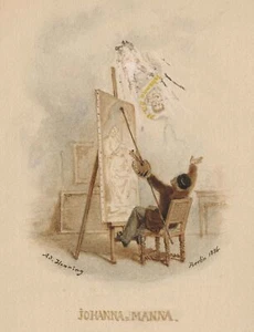 ADOLF HENNING - Johanna Manna - Karikatur Malerei - Zeichnung - Aquarell, 1886 - Picture 1 of 2