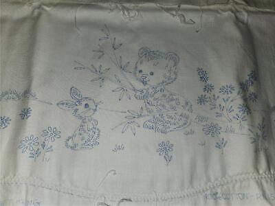 2 Vtg Vogart Stamped Cotton Pillow Cases For Embroidery Baby Bear Bunny 32X21 • 18.16€