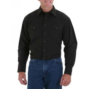 71105BK Wrangler Men's Black  Long Sleeve Western Snap Shirt NEW - Picture 1 of 1