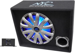 NSE12L 1200W Powered/Amplified Car Subwoofer/Sub Enclosure+Led, Black, 12" - Picture 1 of 8