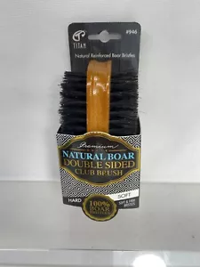 TITAN PREMIUM NATURAL BOAR DOUBLE SIDED CLUB BRUSH ~ SOFT & FIRM BRISTLES boxF-3 - Picture 1 of 3