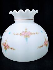 Milk Glass Lamp Shade Roses Hand Painted 10" Fitter