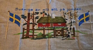 Schwedische antike große Hausfahnen Textilkunst Schweden - Bild 1 von 6