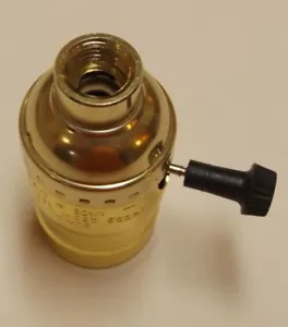 BRASS PLATED 3-WAY TURN KNOB LAMP SOCKET WITH LARGE 1/2" HOLE 1/4IP NEW 306061J - Picture 1 of 6