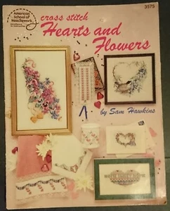 CROSS STITCH PATTERN BOOK - HEARTS and FLOWERS - 18 Mixed Designs - LOOK! - Picture 1 of 1