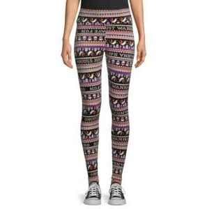 No Boundaries Juniors' Halloween Velour Leggings Halloween Fairisle XL (15-17) - Picture 1 of 5