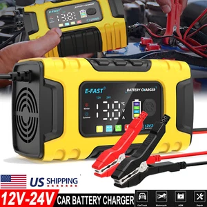 12V 24V Car Battery Charger 10A Intelligent Automatic Pulse Repair Starter AGM - Picture 1 of 15